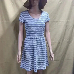 Maison Jules women's size XS light blue and white striped knee summer dress